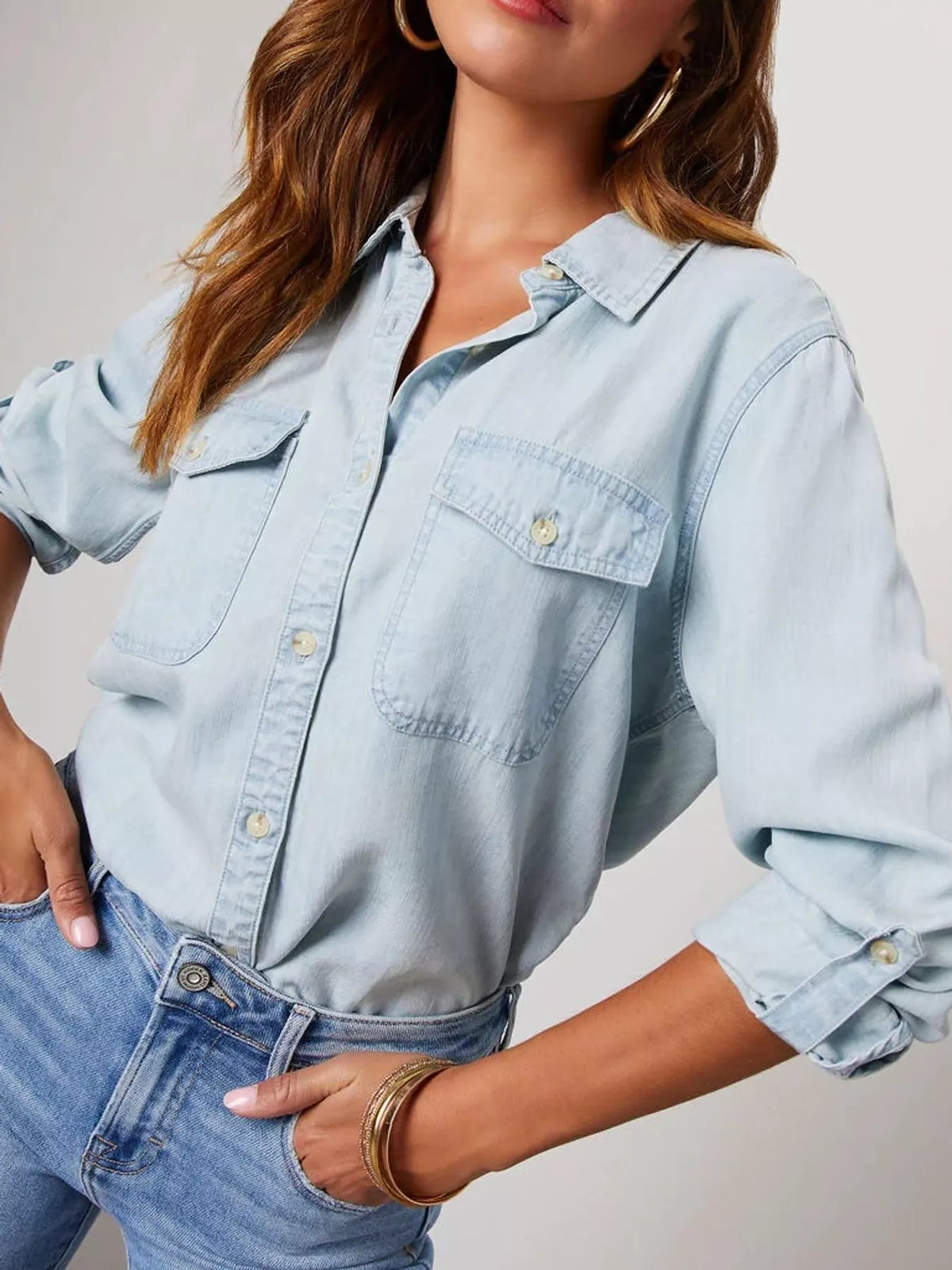 Light Blue button-down denim shirt