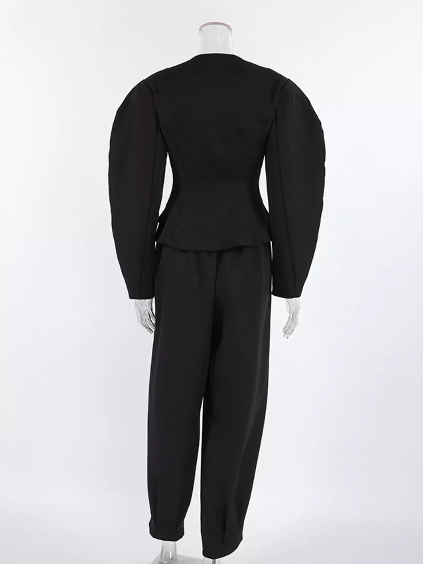 Trendsi Puffy Sleeve Blazer and Wide-Leg Pants Set -