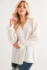 Trendsi And The Why Polka Dot Ruffle Detailed Blouse Top - Pants
