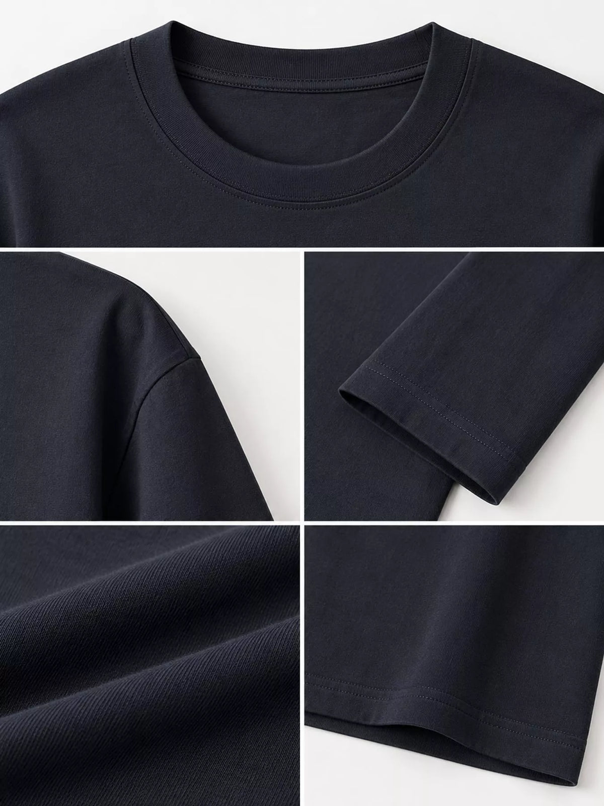 Solid Long-Sleeve Crew Neck T-Shirt — garment construction details