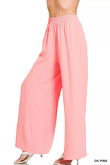 Trendsi Zenana Woven Airflow Elastic Waistband Pants -
