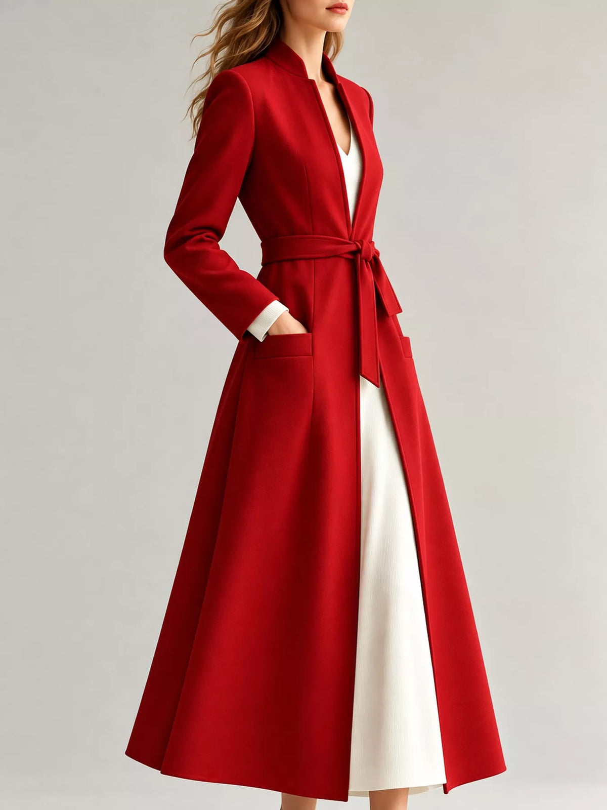 Longline Belted Trench Coat — side view