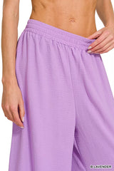 Trendsi Zenana Woven Airflow Twisted Top & Wide Leg Pants Set -
