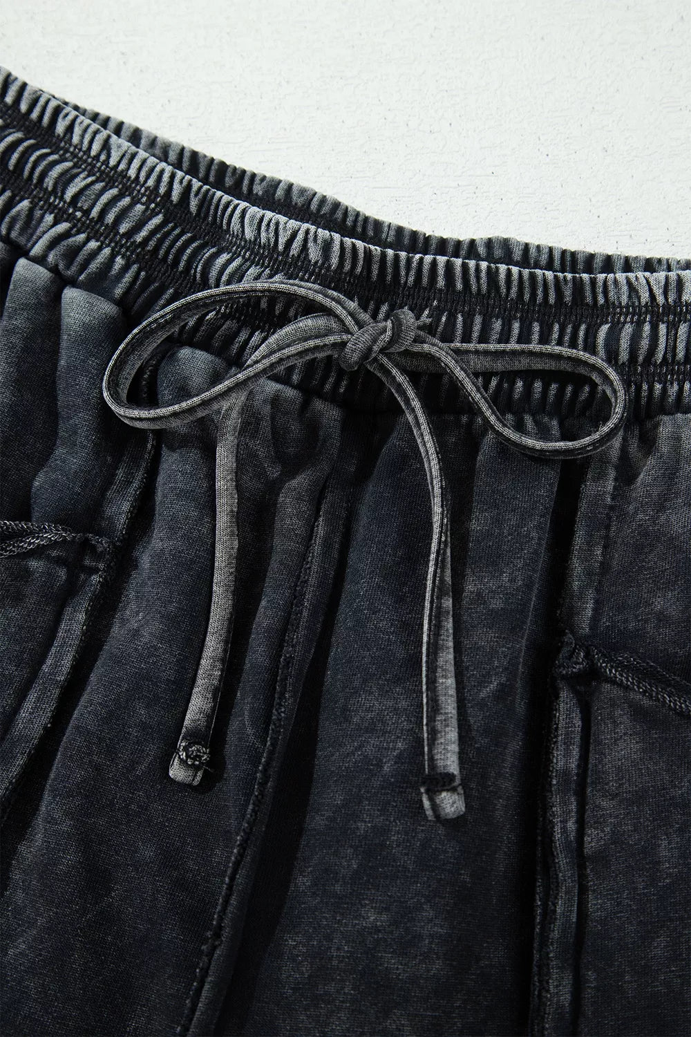 Trendsi Mineral Wash Raw Seam Drawstring Elastic Waist Barrel Pants -