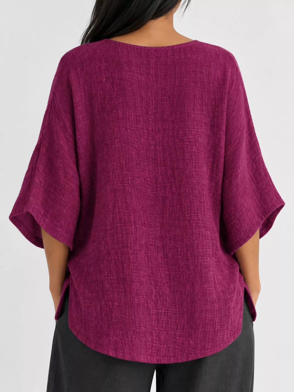 Slit blouse, burgundy back