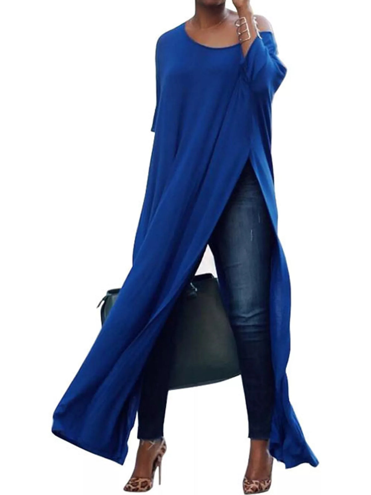 High-Slit Maxi Tunic Dress — front view