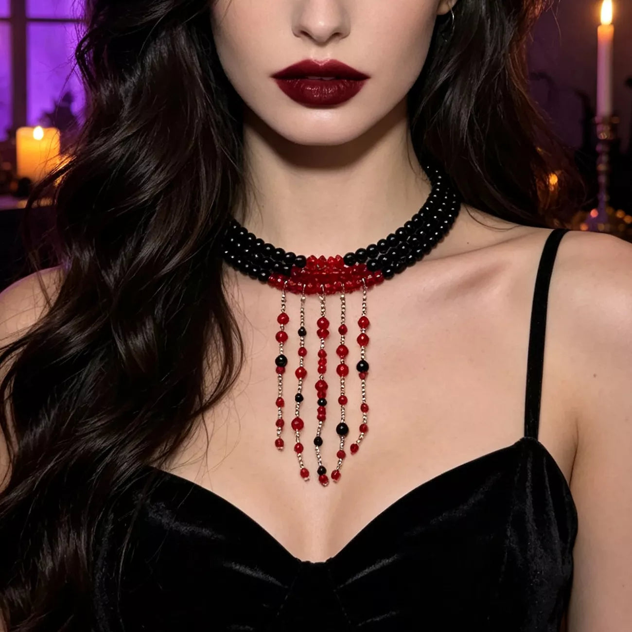 Trendsi Gothic Multi-Layered Beaded Necklace -