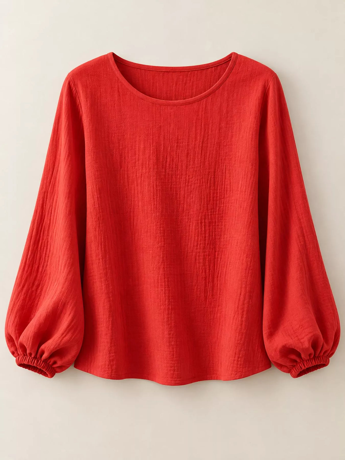 Elastic-cuff blouse, red flat lay