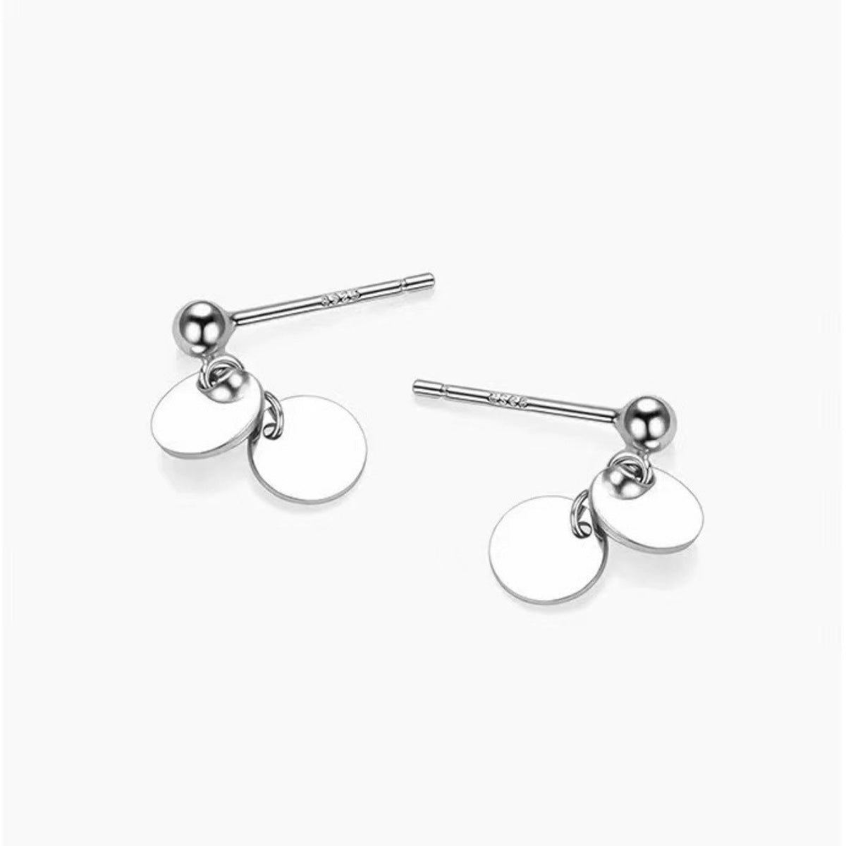 Trendsi 925 Sterling Silver Round Piece Drop Earrings -
