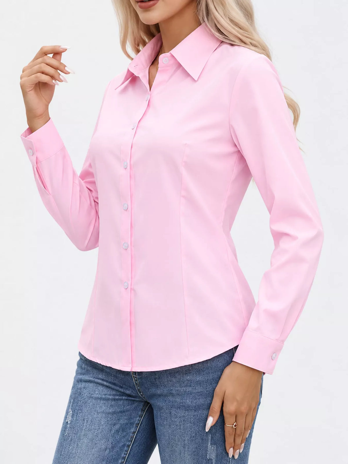 Pink button-down long sleeve shirt