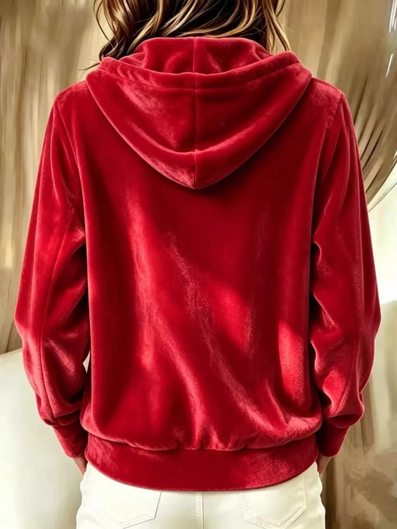 Trendsi Full Size Velvet Button-Down Hooded Outerwear Plus Size -