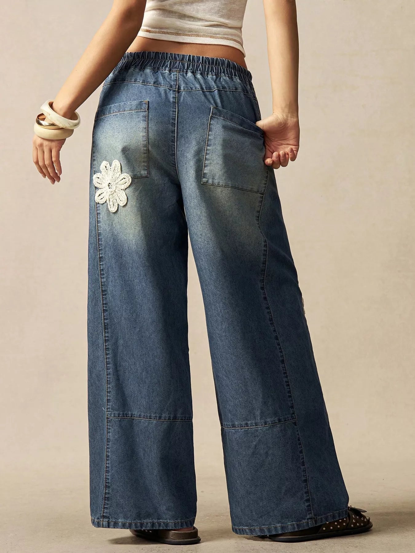Trendsi Wide-Leg Drawstring Jeans -