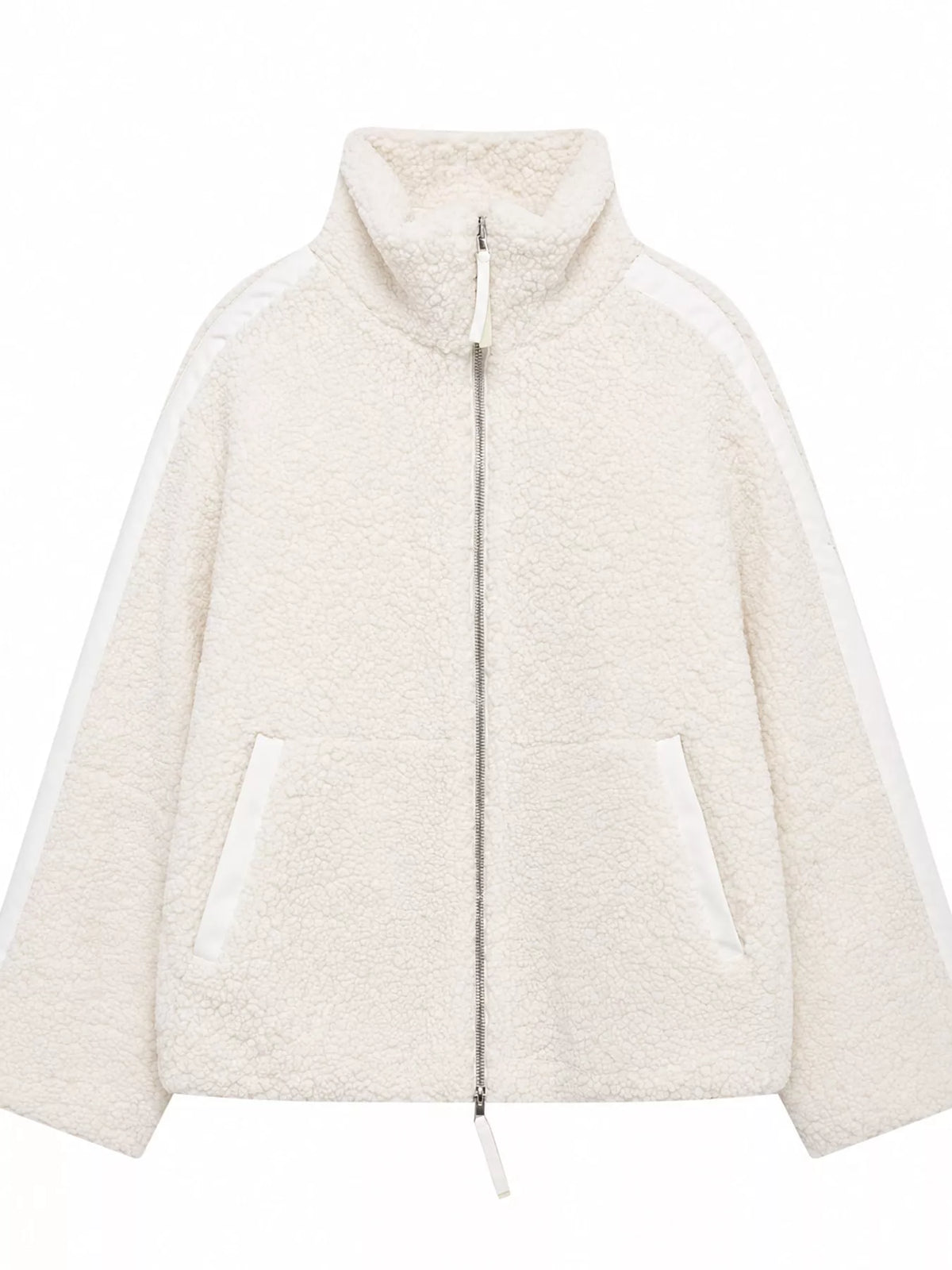 Cream sherpa zip-up jacket