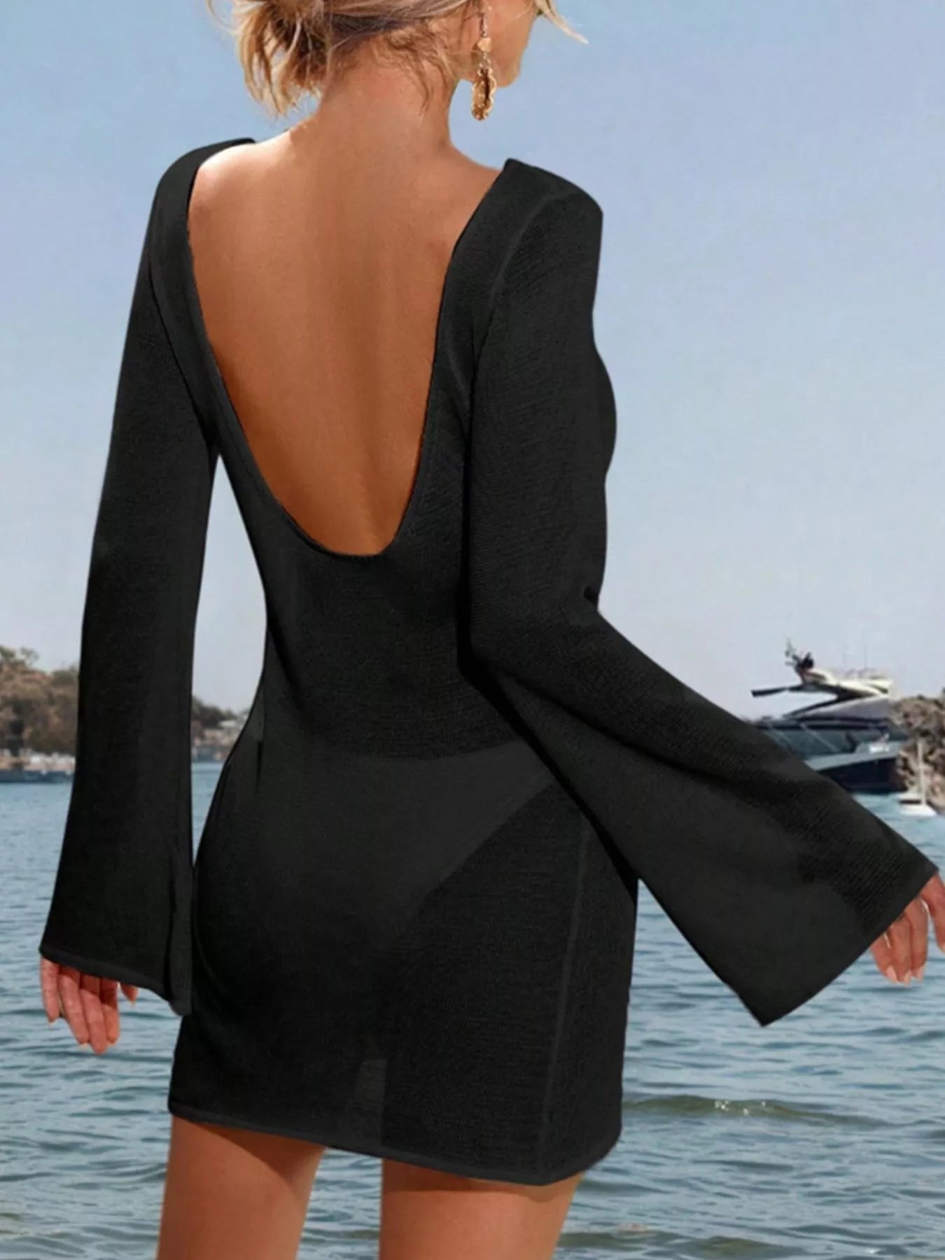 Trendsi Long Sleeve Cover-Up Dress -