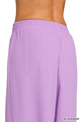 Trendsi Zenana Woven Airflow Twisted Top & Wide Leg Pants Set -