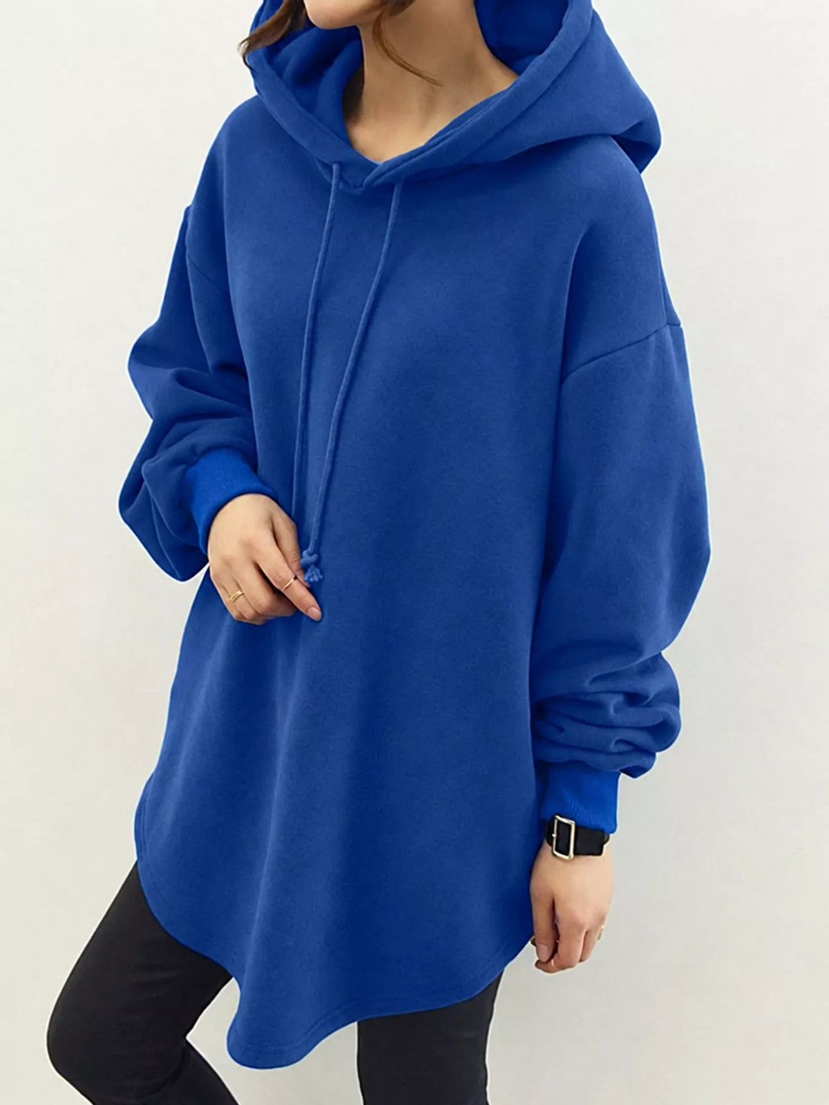 Blue drawstring hoodie