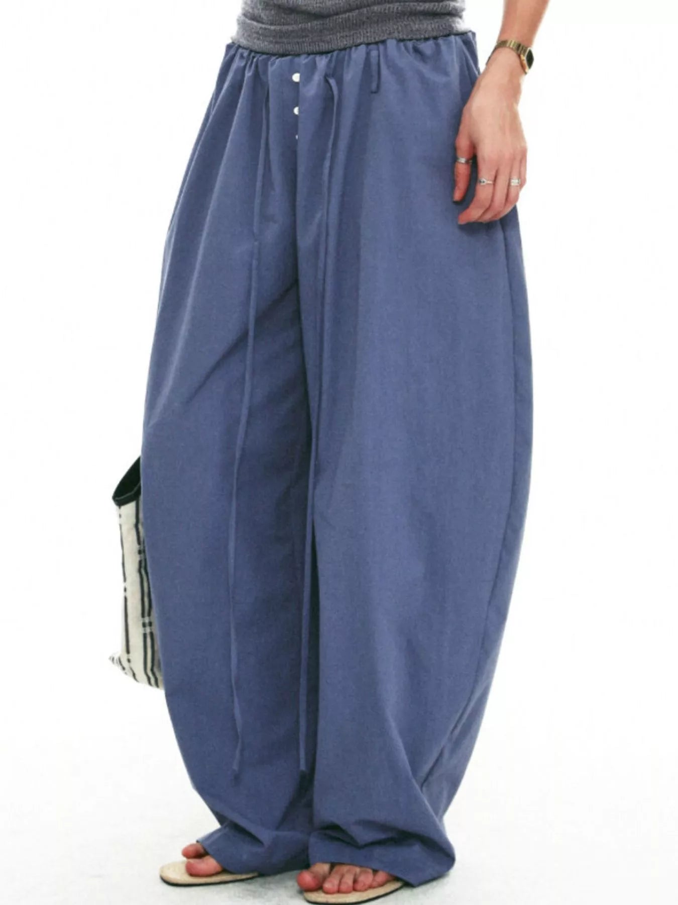 Drawstring wide-leg pants