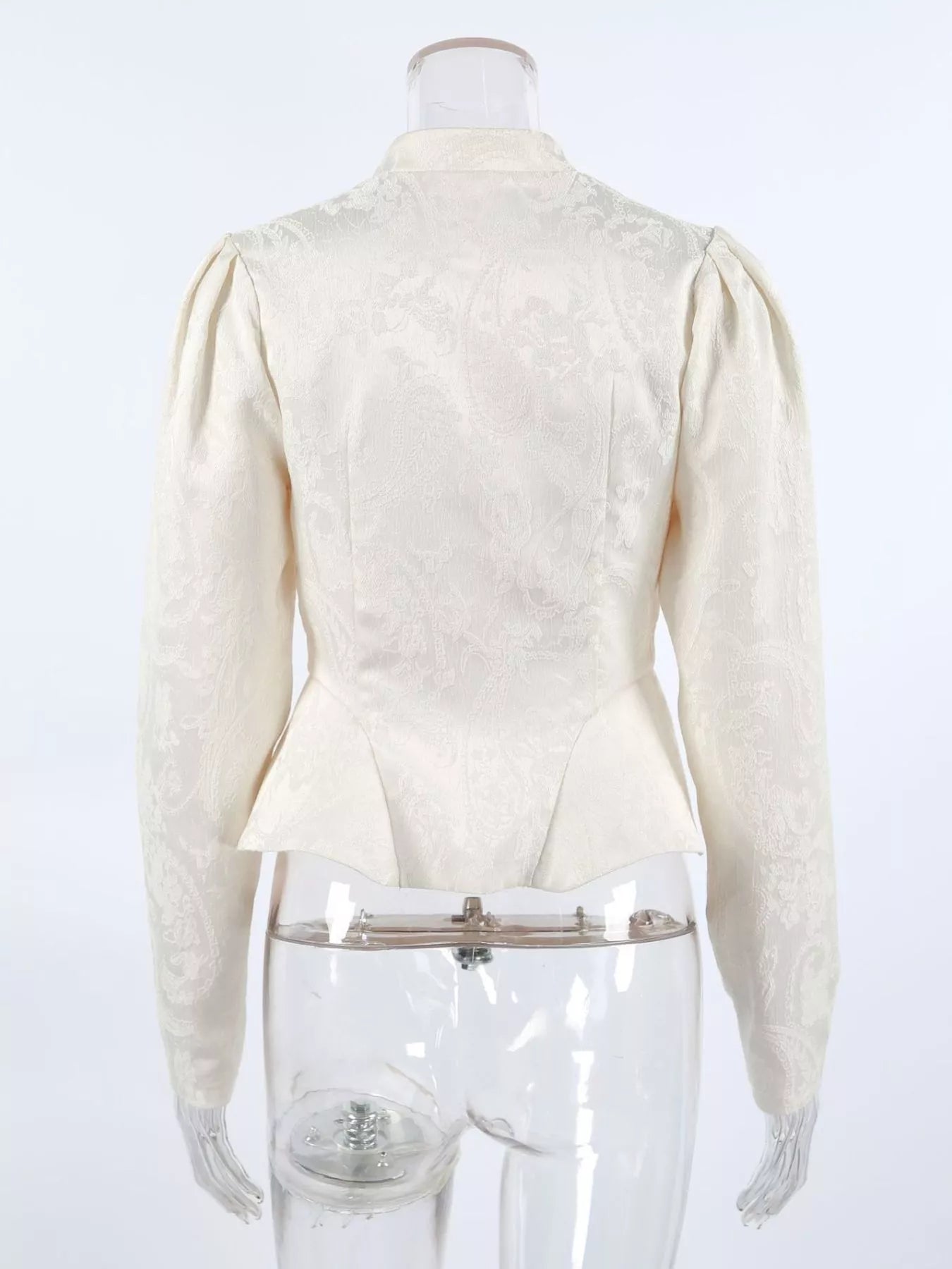 Trendsi Jacquard Peplum Puff Sleeve Outerwear -