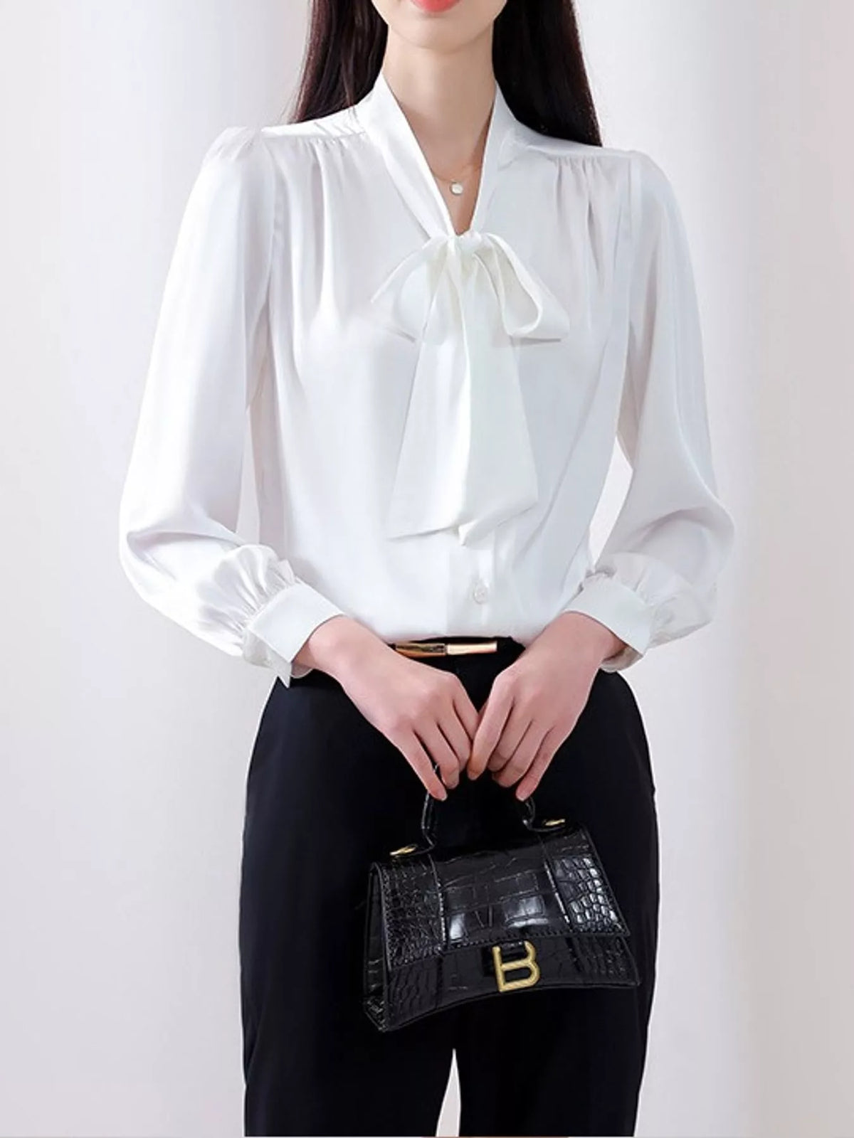 White tie front shirt