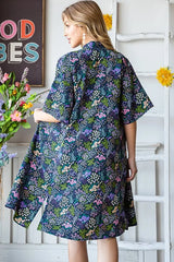 Trendsi Heimish Full Size Half Sleeve Floral Open Cardigan Plus Size - Shirts