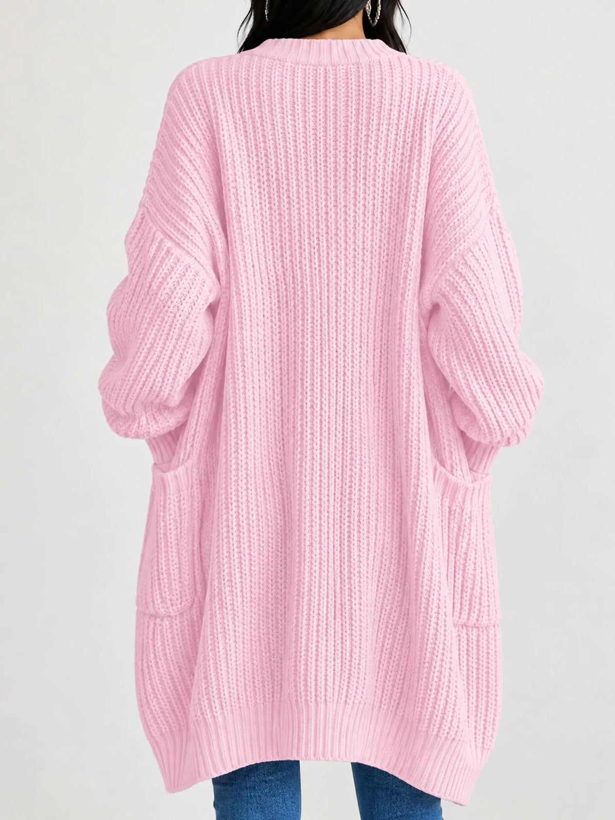 Longline knit cardigan, pink back