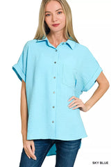 Trendsi Zenana Woven Airflow Button Down Shirt -