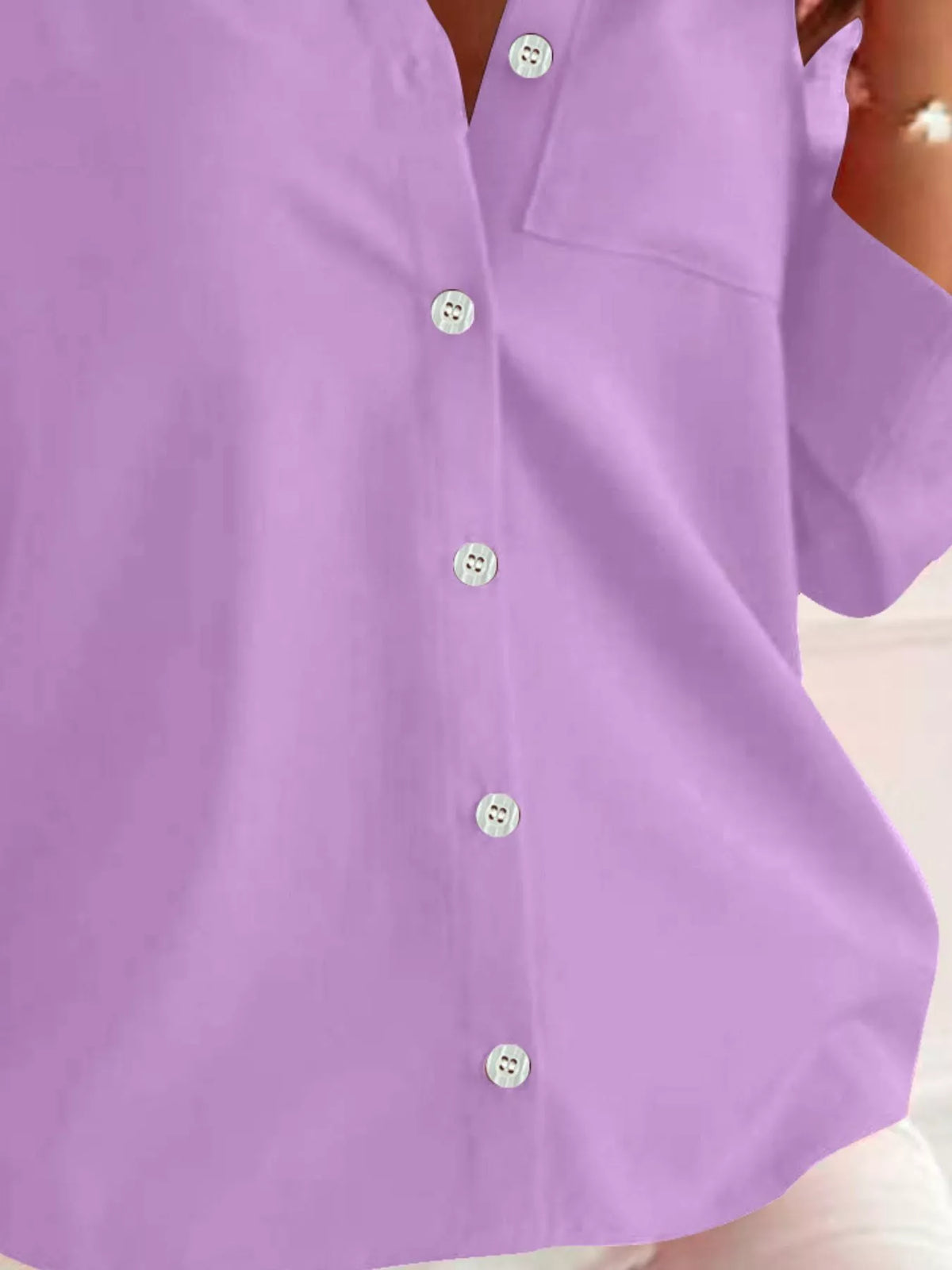 Trendsi Button-Down Roll-Up Sleeve Shirt -