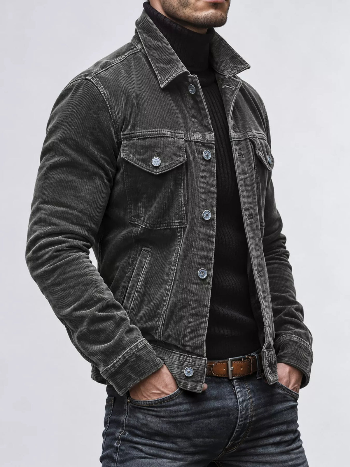 Vintage Corduroy Trucker Jacket — side view
