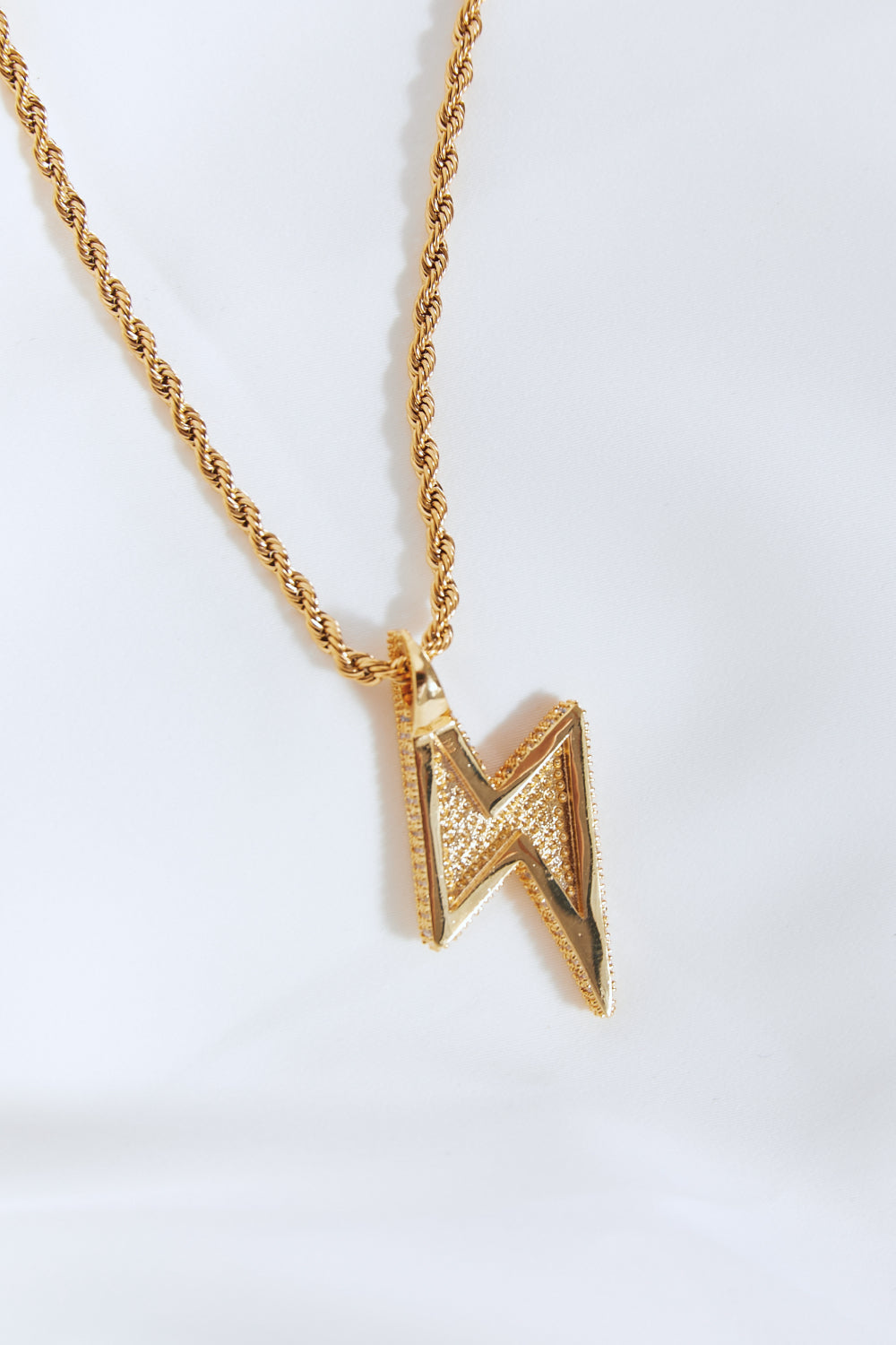 Women's Lightning Pendant Necklace Brass Cubic Zirconia Twisted Chain — product view 6