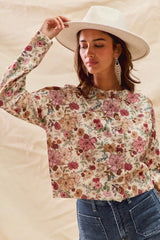 Trendsi SO ME Floral Print Button Front Sweater Cardigan -