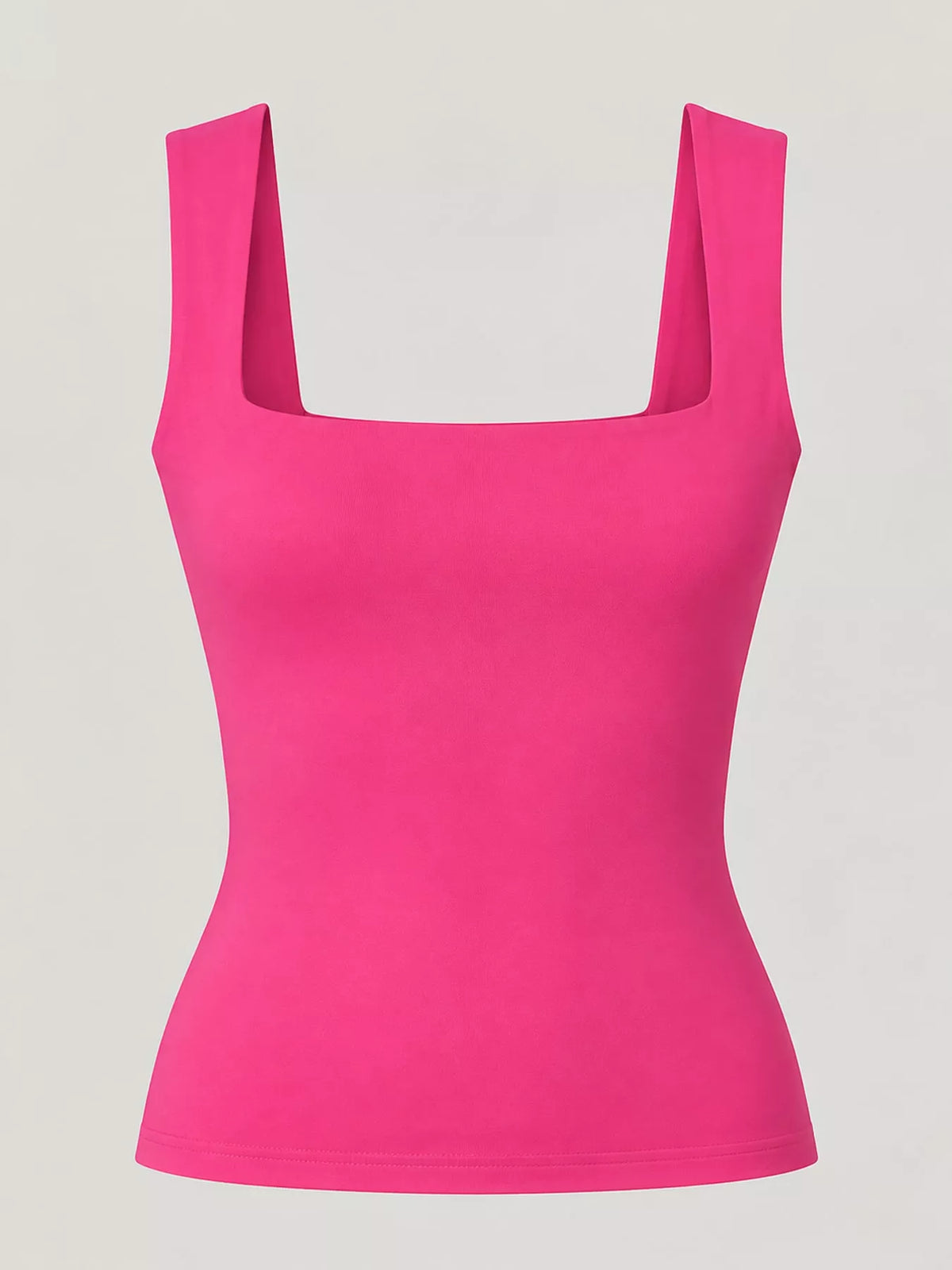 Hot pink square-neck tank, front product view