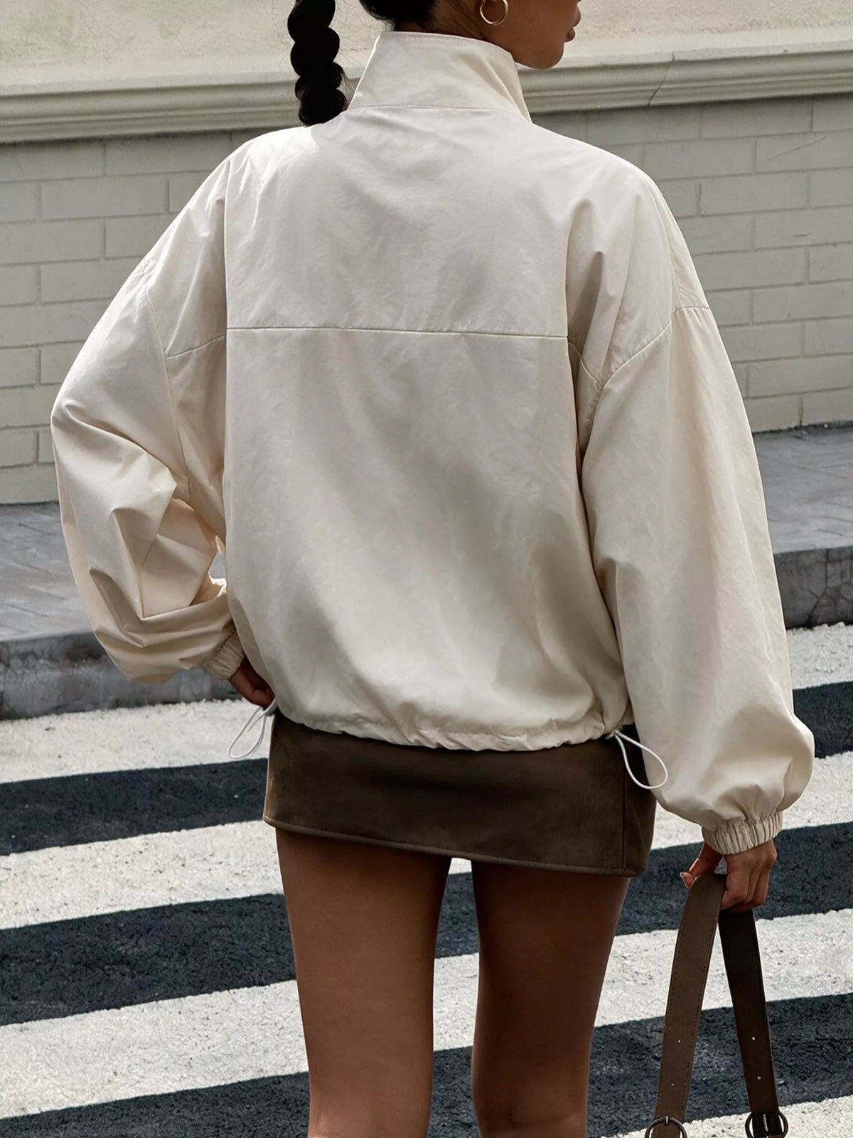Trendsi Zip-Up Dropped Shoulder Jacket -