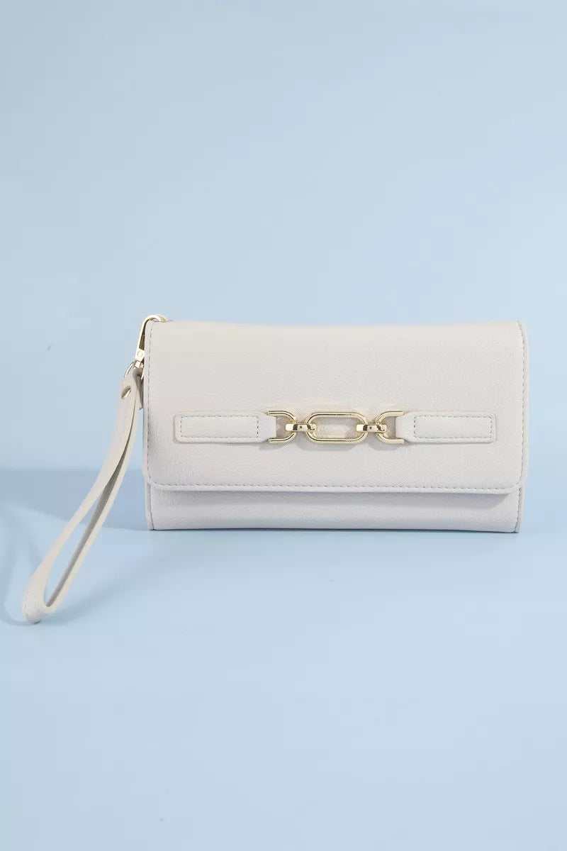 Unisex Slim Faux Leather Wristlet Wallet With Chain Detail — product view 1