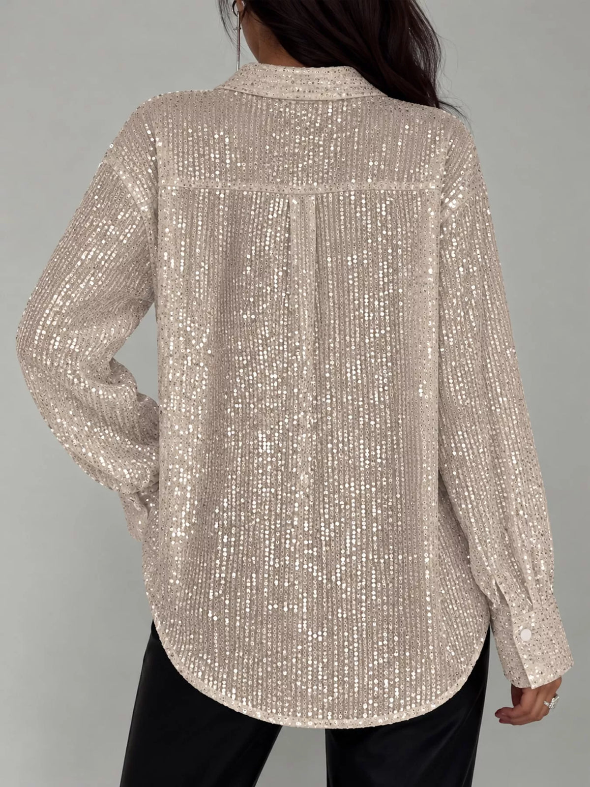 Sequin shirt, ivory back