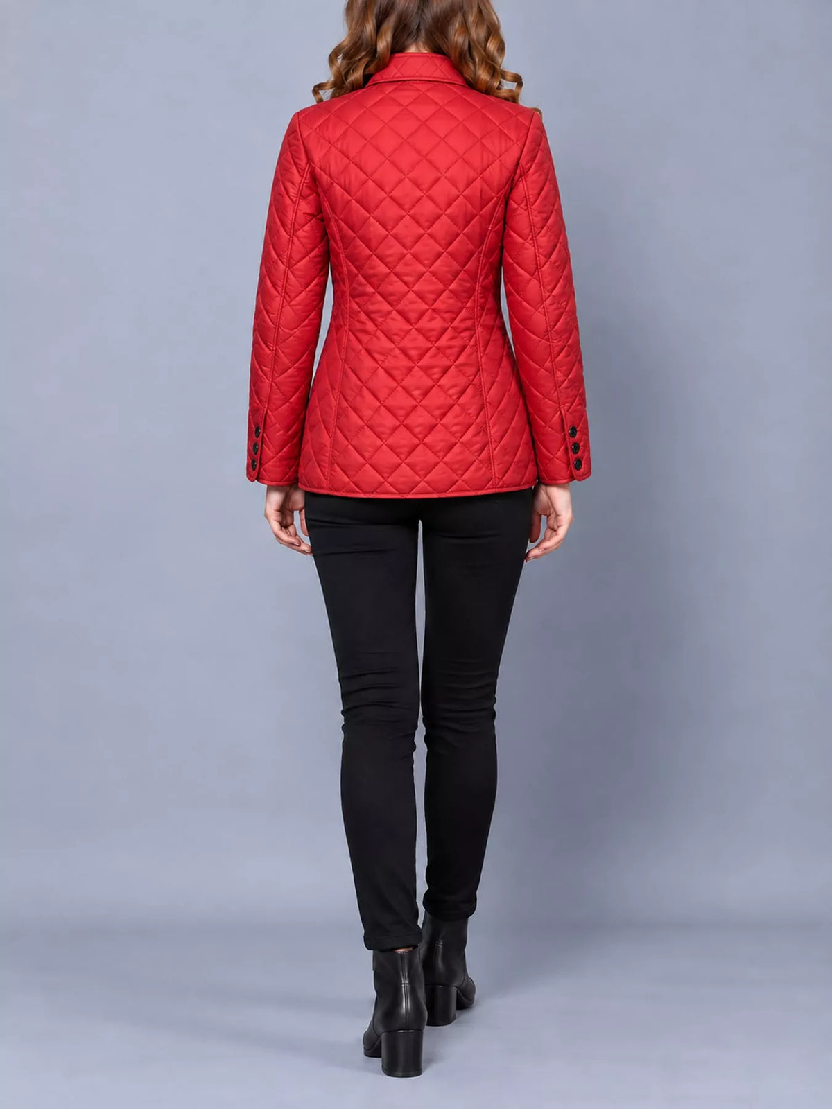 Quilted Lightweight Button-Down Jacket — back view