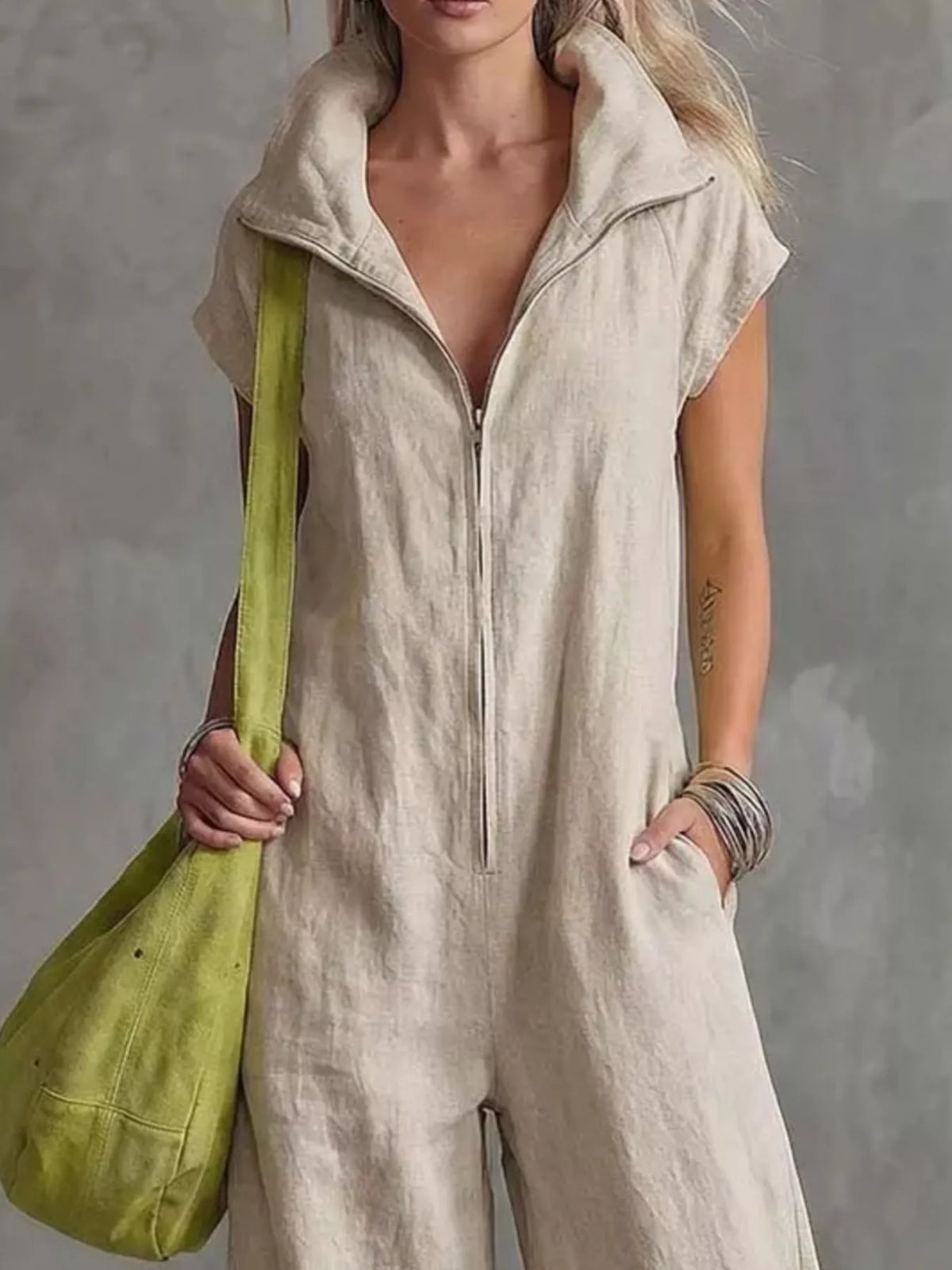Trendsi Full Size Zip Front Sleeveless Jumpsuit Plus Size -