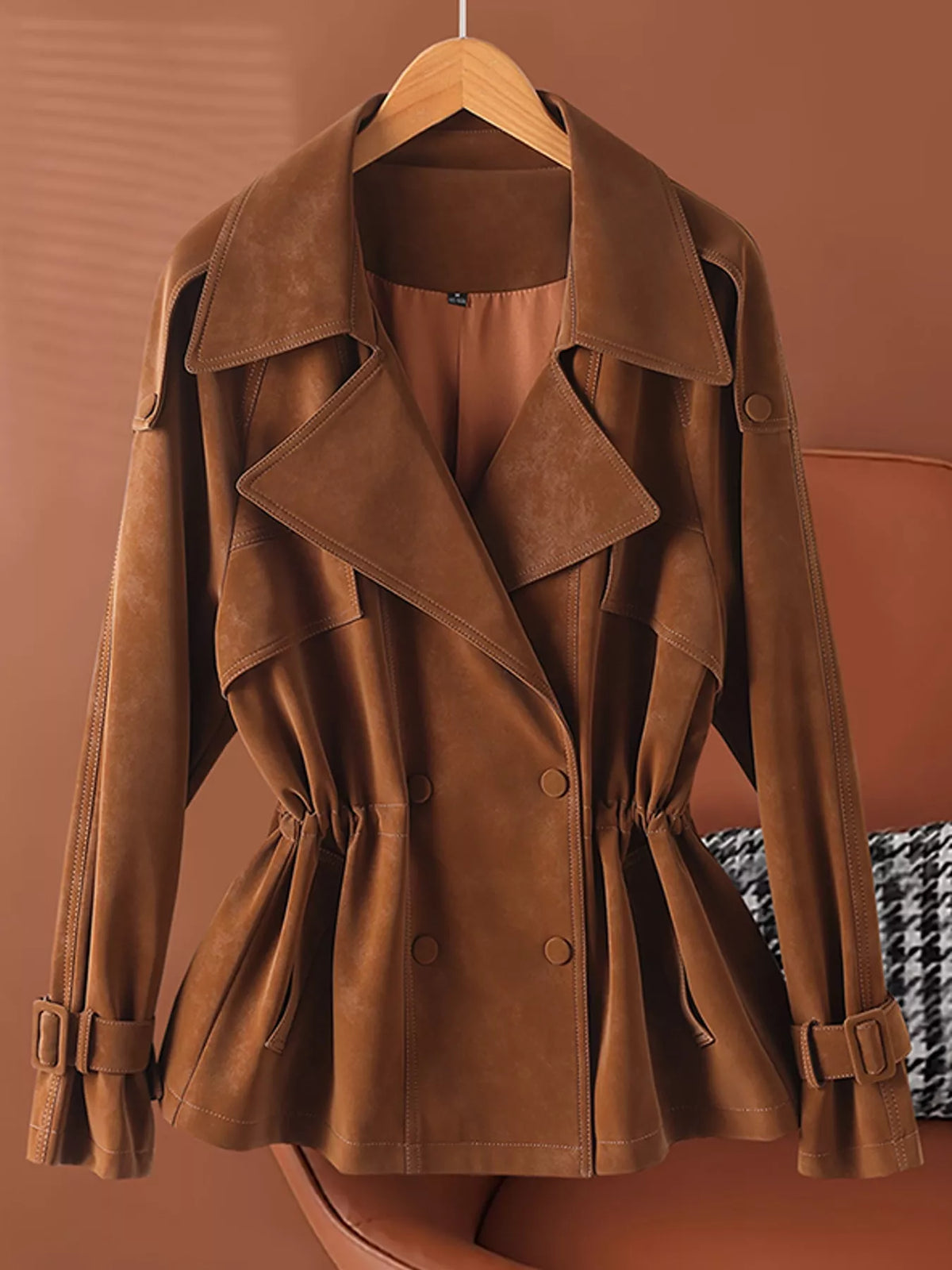 Double Breasted Long Sleeve Jacket — garment front