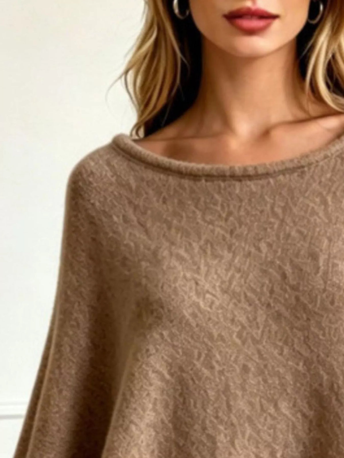 Trendsi Asymmetrical Hem Knit Poncho -