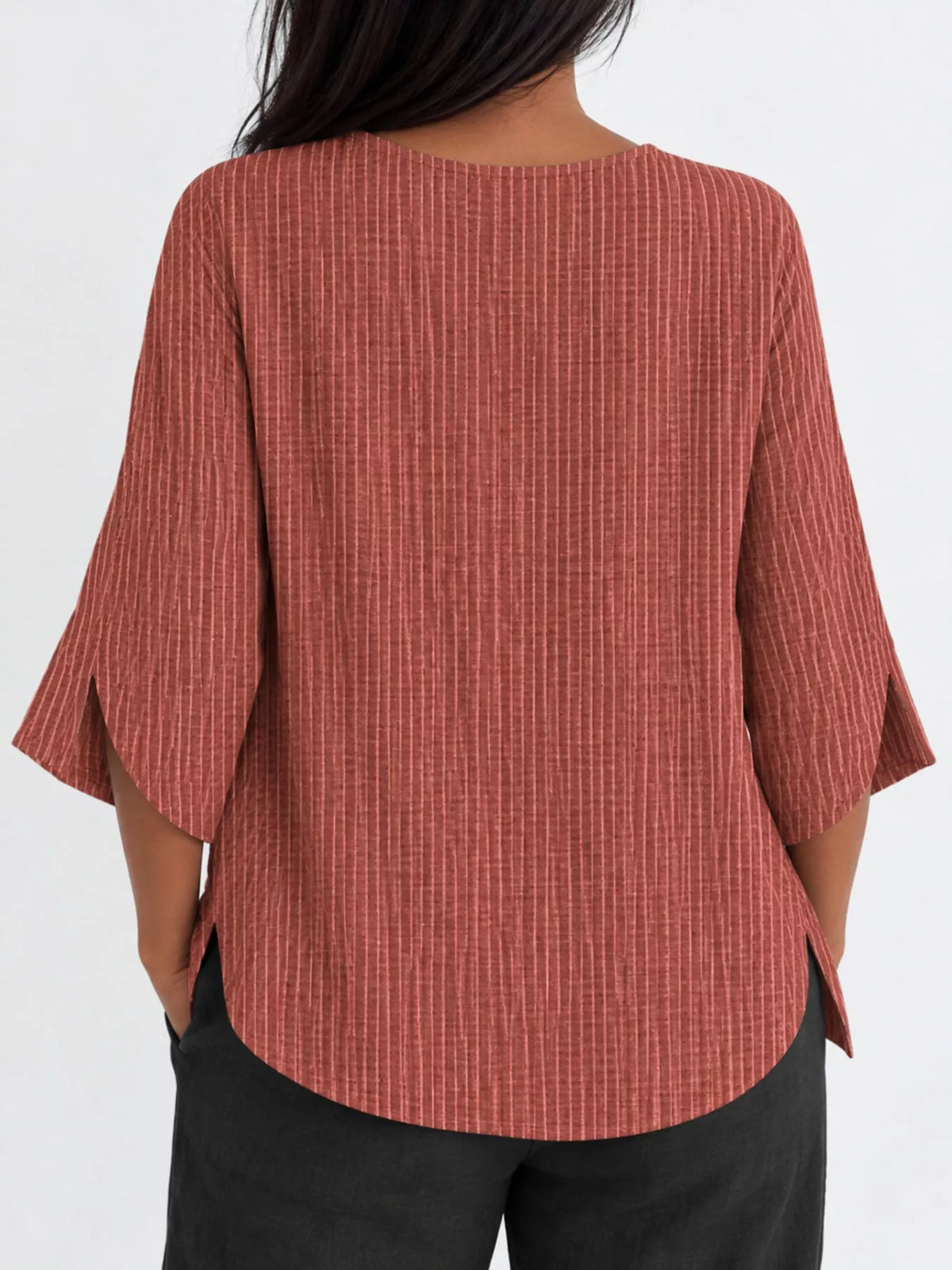 Rouge Pink Striped Loose-Fit Blouse, back view