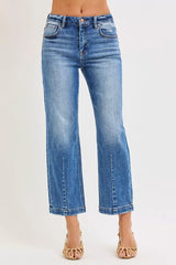 Trendsi RISEN High Rise Crop Boyfriend Tapered Jeans -