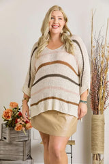 Trendsi ADORA Full Size Multi Color Strip Sweater Plus Size -