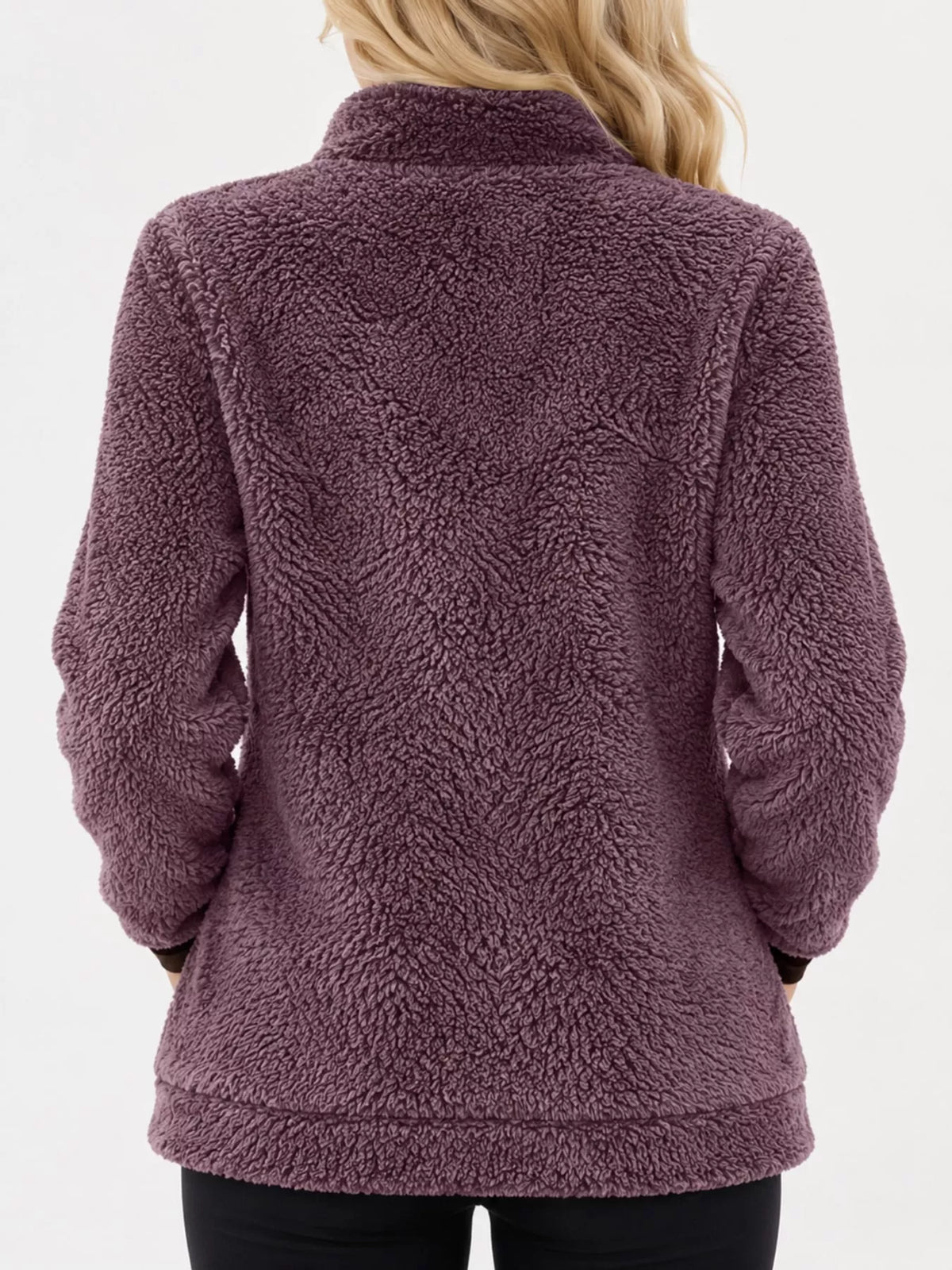 Contrast-trim fleece jacket, purple back