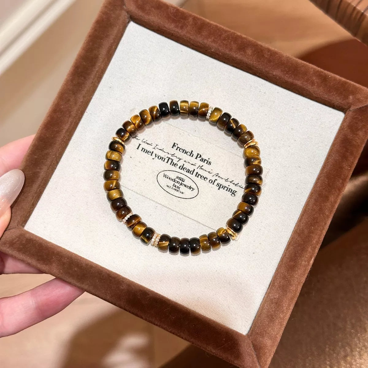 Trendsi Tiger's Eye Beaded Bracelet -