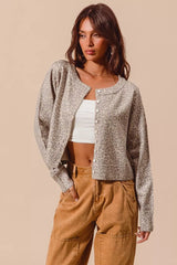 Trendsi SO ME Two Tone Leopard Vintage Print Button Up Cardigan -
