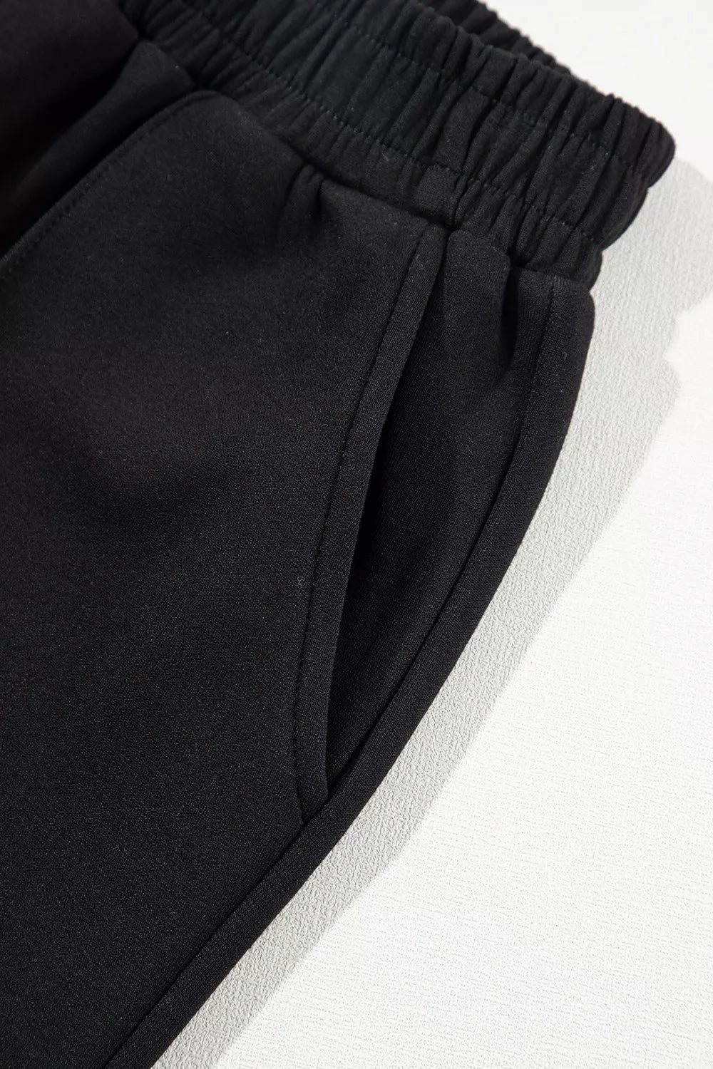 Trendsi Solid Zip Sailor Collar Pullover Athleisure Sweatpants 2pcs Set -