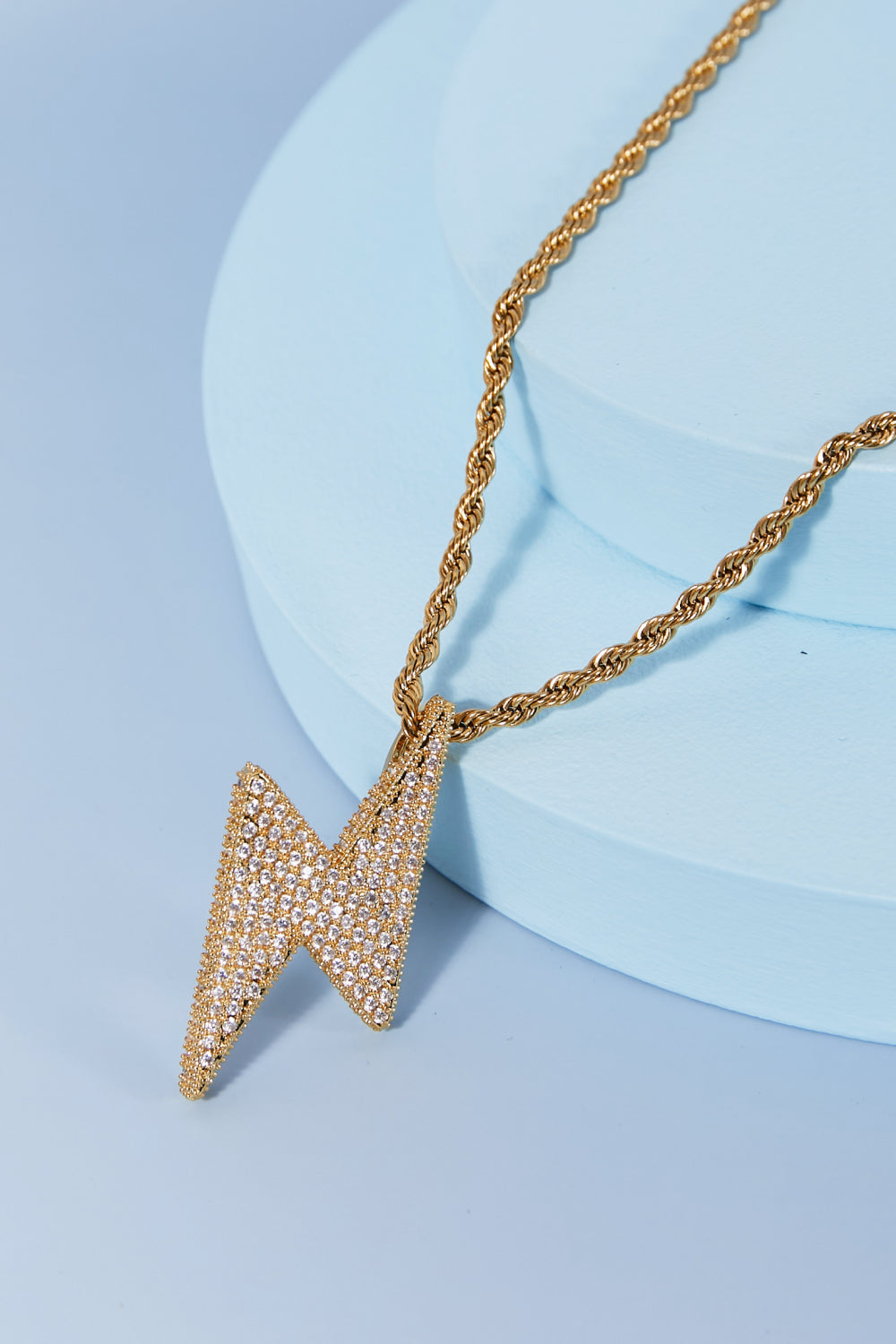 Women's Lightning Pendant Necklace Brass Cubic Zirconia Twisted Chain — product view 4