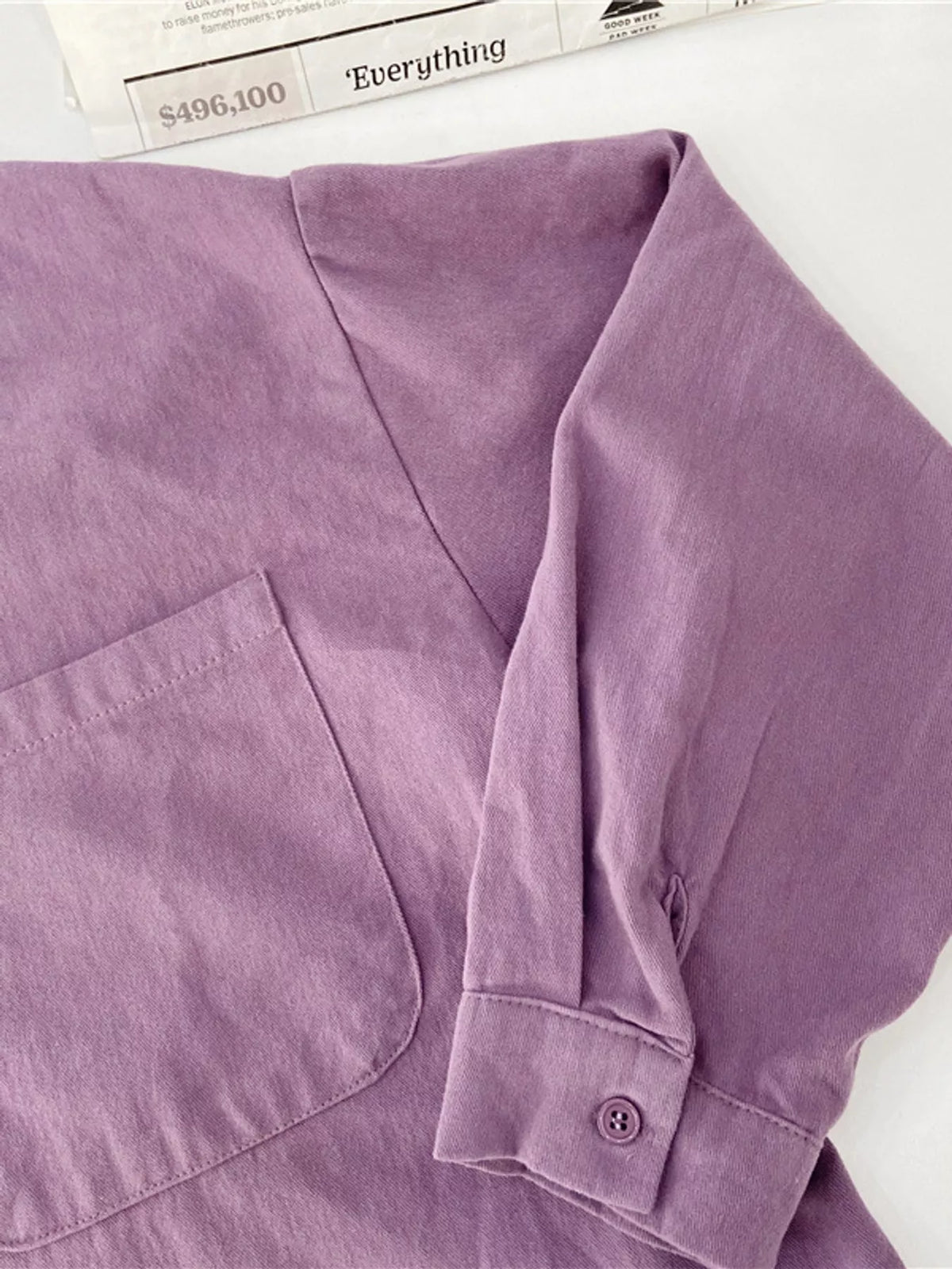 Purple oversized button-down long sleeve shirt
