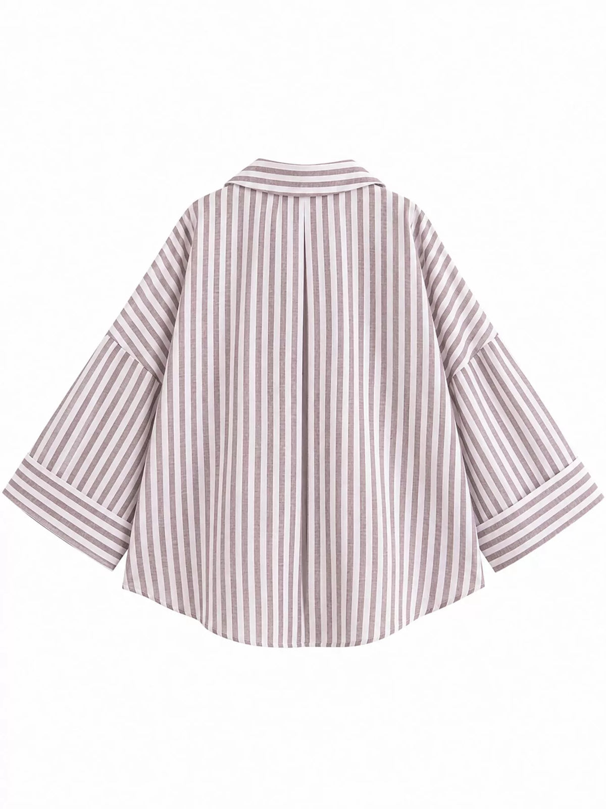 Gray Stripes button-up three-quarter sleeve shirt