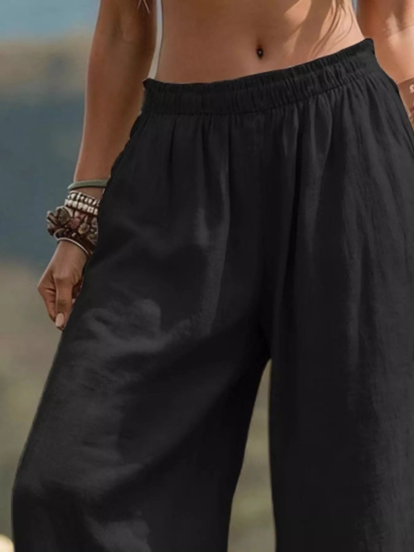 Trendsi Full Size Bohemian Wide-Leg Pants Plus Size -