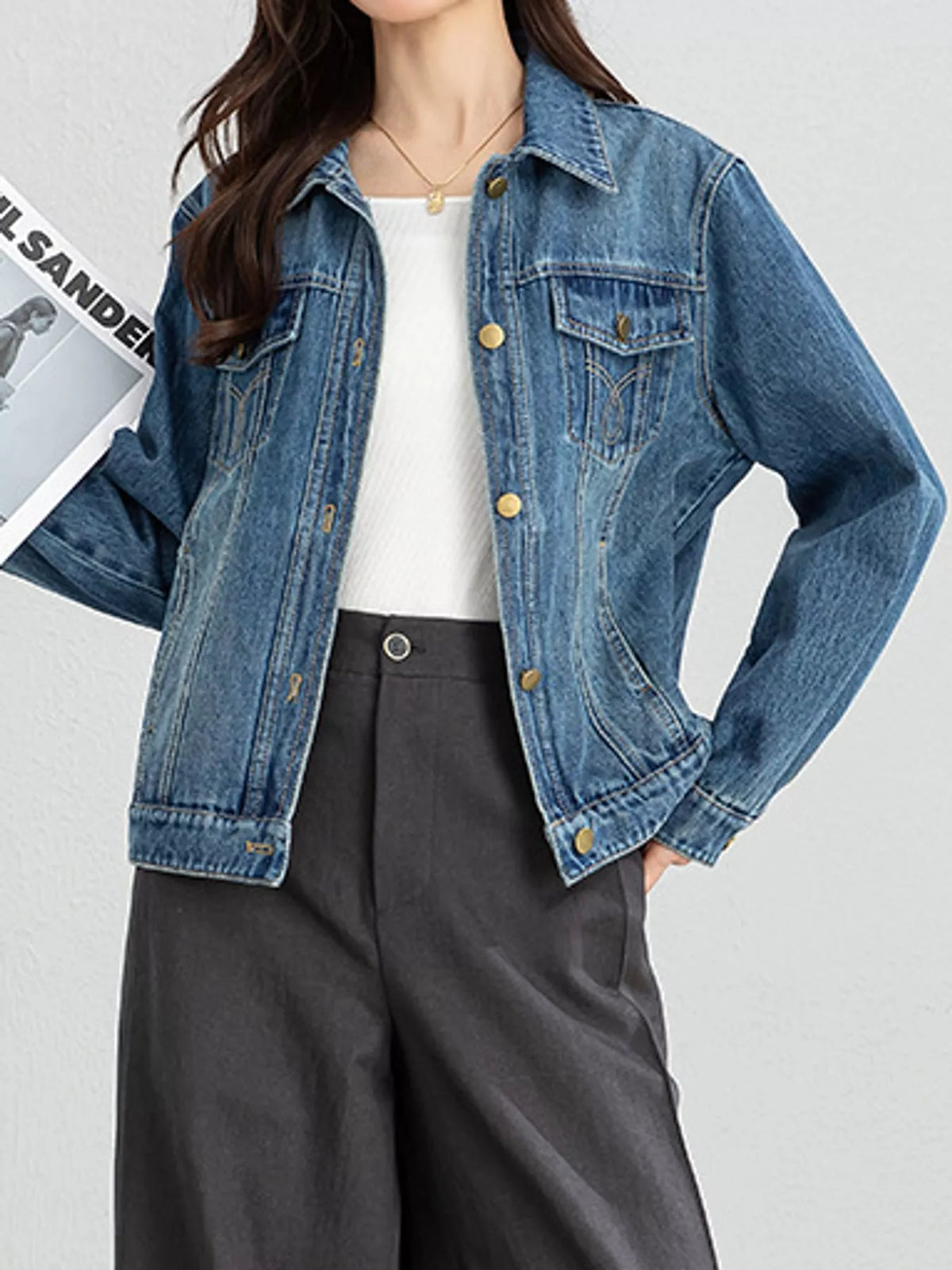 Vintage Wash Relaxed Fit Denim Jacket — front view